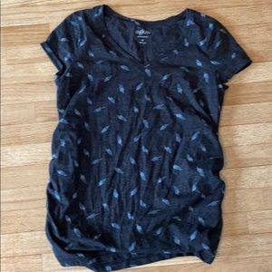 XL grey shirt with blue feathers maternity shirt